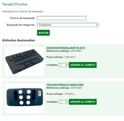 Portada de la tienda online
