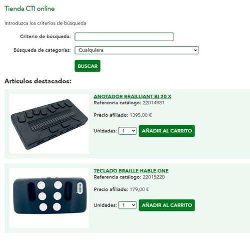 Portada de la tienda online