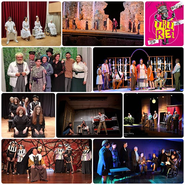 Collage con imágenes de todos los grupos de teatro participantes