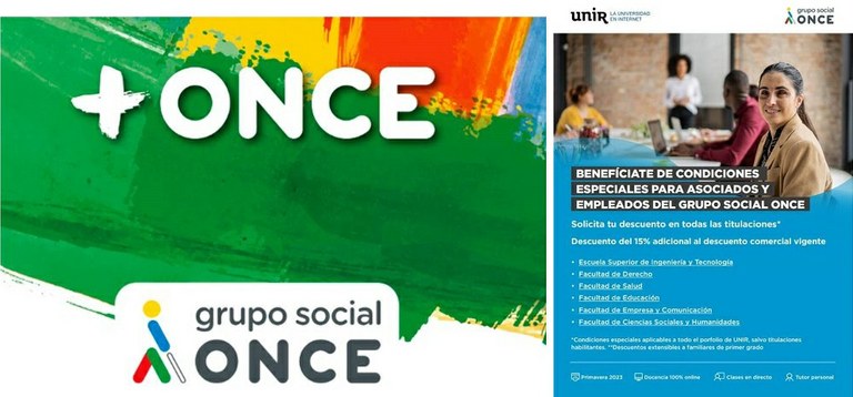 Tarjeta + ONCE y la oferta de UNIR 