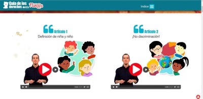Pantallazo de la Guía web de derechos del niño