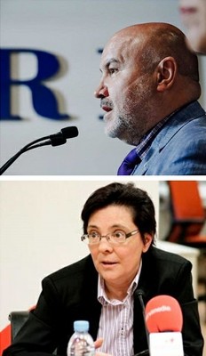 Arriba, Luis Cayo, y abajo Pepa Torres