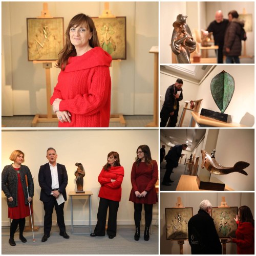 Collage con varios momentos de la presentación de la exposición
