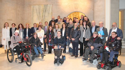 Parlamentarios y representantes de organizaciones de personas con discapacidad en la sede del Parlamento en La Rioja