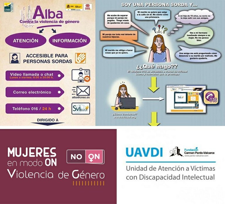 Collage sobre las diversas plataformas de ayuda de organizaciones civiles de personas con discapacidad para pedir ayuda