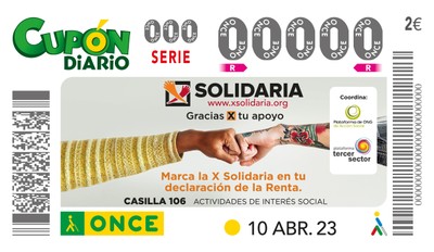 Cupón de la ONCE dedicado a la X Solidaria