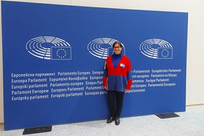 Bárbara Martín en la sede del Parlamento Europeo