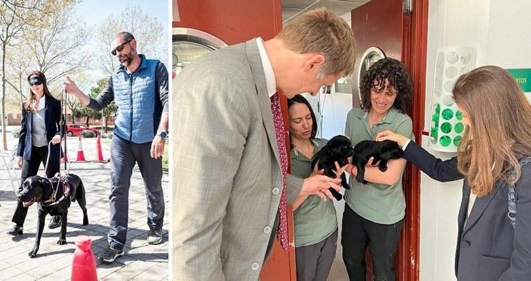 Dos momentos de la visita del embajador y su esposa a la FOPG