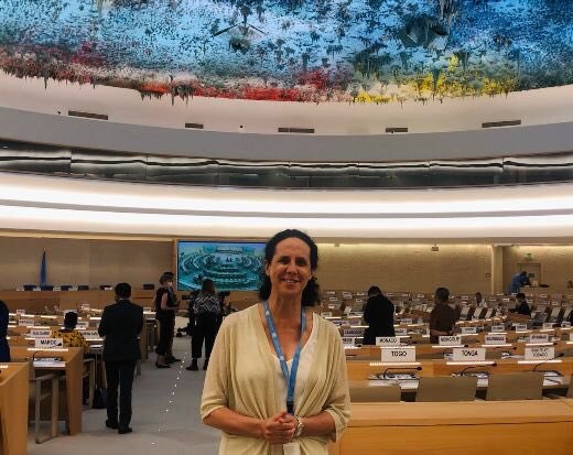 Ana Peláez en la sede de Ginebra de ONU