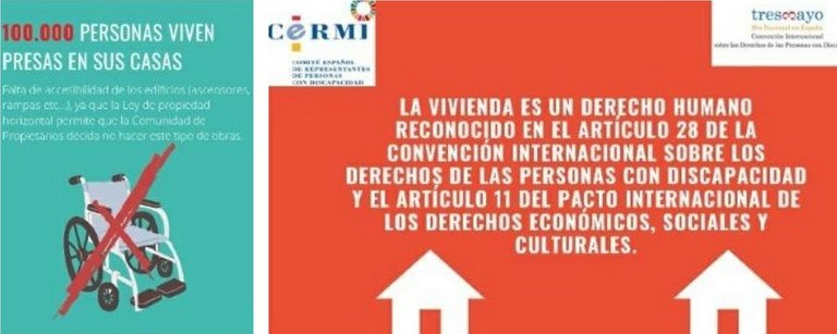 Collage de imágenes alusivas a la vivienda para personas con discapacidad