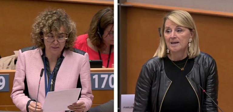 Dolors Montserrat y Rosa Estarás durante su intervención