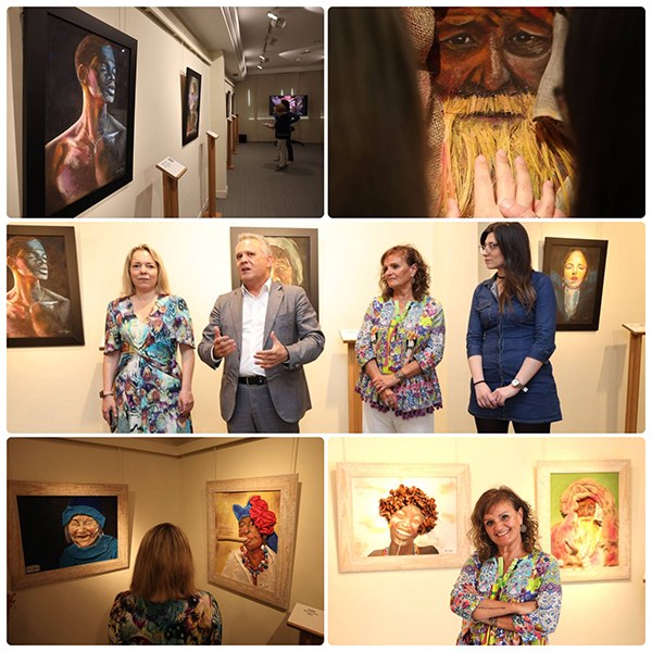Collage con varios momentos y detalles de la presentación de la exposición