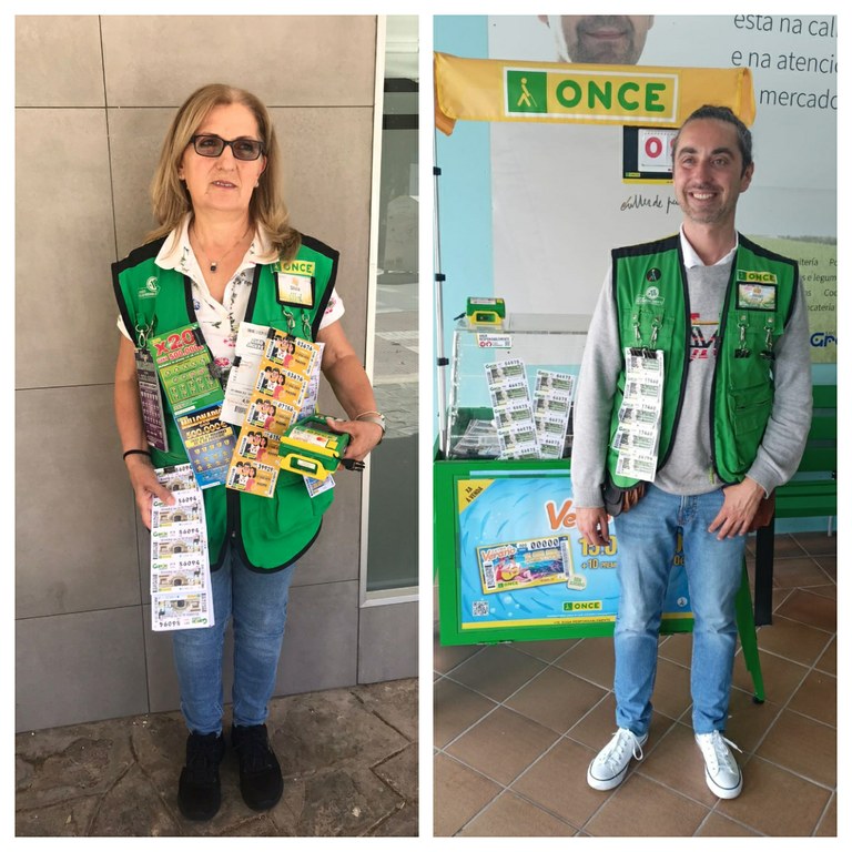 Collage: Sevdije Jusufi y Diego M. Pérez, vendedores de Málaga y Pontevedra respectivamente 