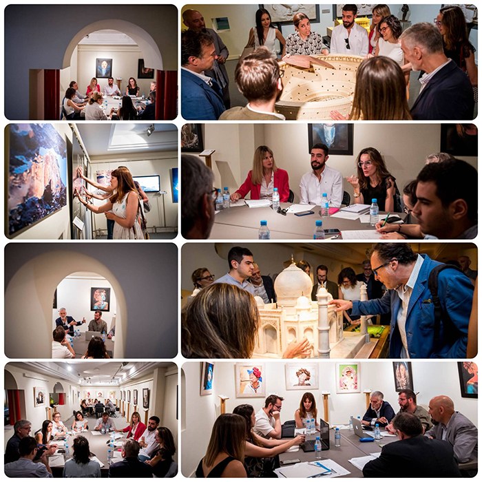 Collage con varios momentos de las reuniones de los jurados