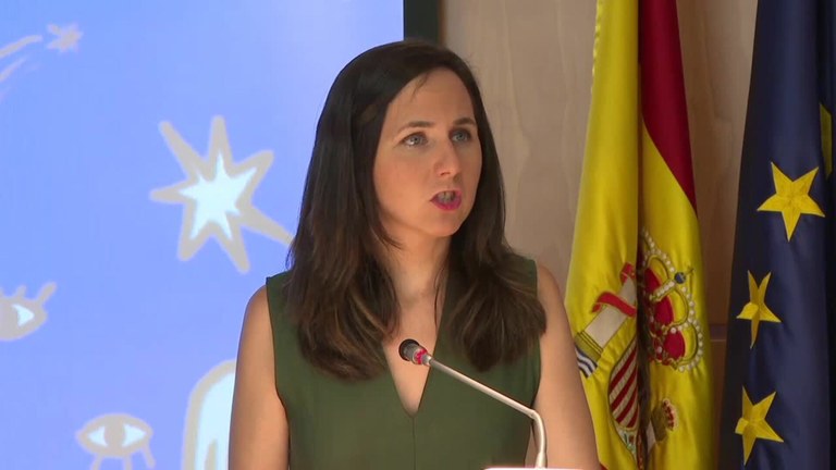 Belarra durante la presetación del acto de la Presidemcia Europea