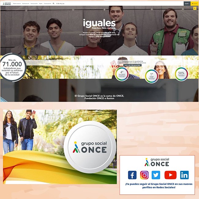 Montaje pantallazo web del Grupo Social ONCE