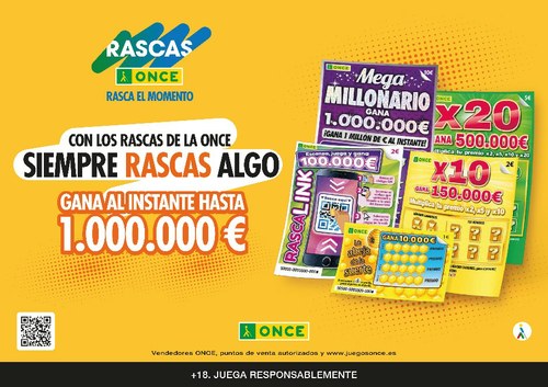 Cartelería con diversos productos de lotería instantánea de la ONCE