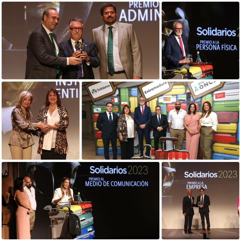 Collage con los premiados de los Solidarios Extremadura