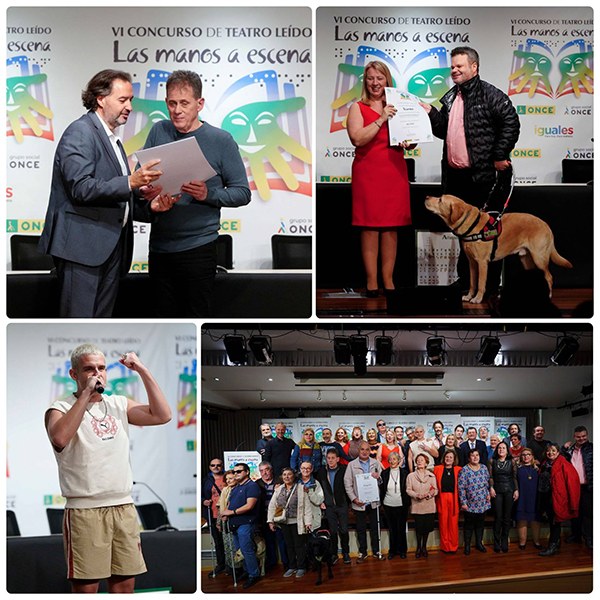 Collage con los accésits, Arkano y foto de familia