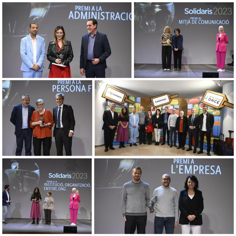 Collage con los premios Solidarios ONCE Cataluña