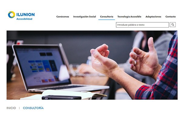 Portada de la web de Ilunion Accesibilidad