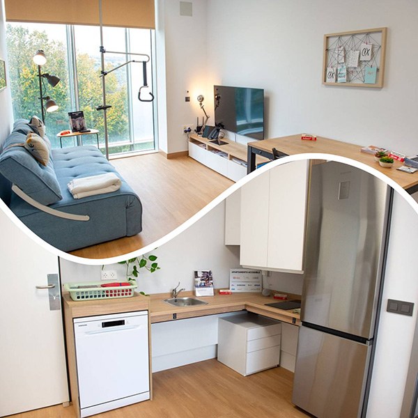 salón y cocina del apartamento
