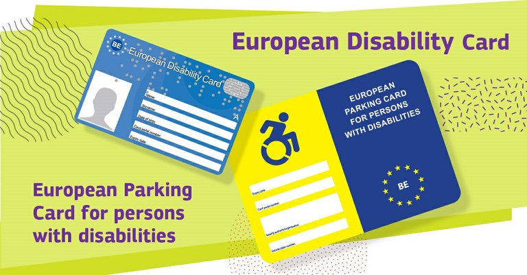 Imágenes de las tarjetas europeas de discapacidad y de estacionamiento