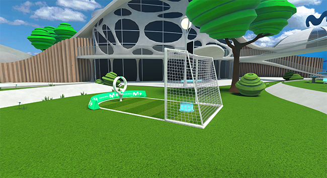 Una portería de fútbol en realidad virtual