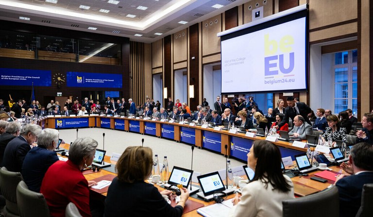 Encuentro de comisarios de la UE el 5 de enero, uno de los primeros encuentros de la presidencia belga