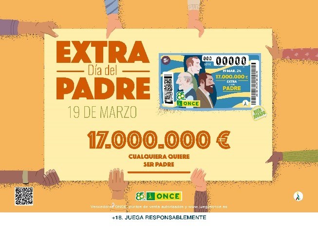 cartel horizontal de la creatividad del Sorteo Extra Día del Padre de la ONCE