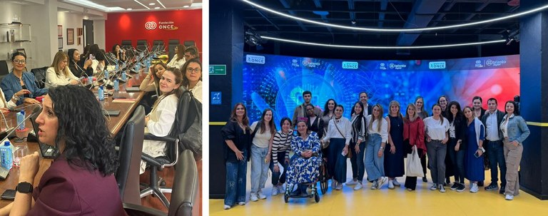 A la izquierda en la sede de Fundación ONCDE. A la derecha, en el Hub de Por Talento Digital