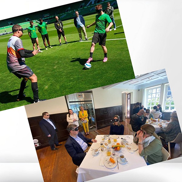 Fútbol y desayuno a ciegas en la semana de la ONCE en Cantabria