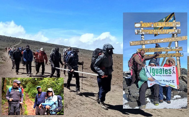 Collage con varios momentos del ascens al Kilimanjaro