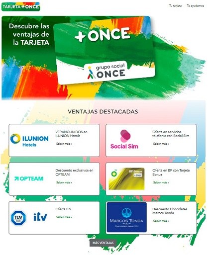 Pantallazo home tarjeta +ONCE