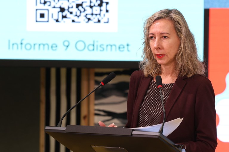 Patricia Sanz durante la presentación del informe 9 Odismet