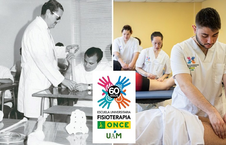 A la izda. foto de una de las clases del doctro Cabrera en las década de los 60. A la derecha, foto de los alumnos de la EUF de la actual promoción