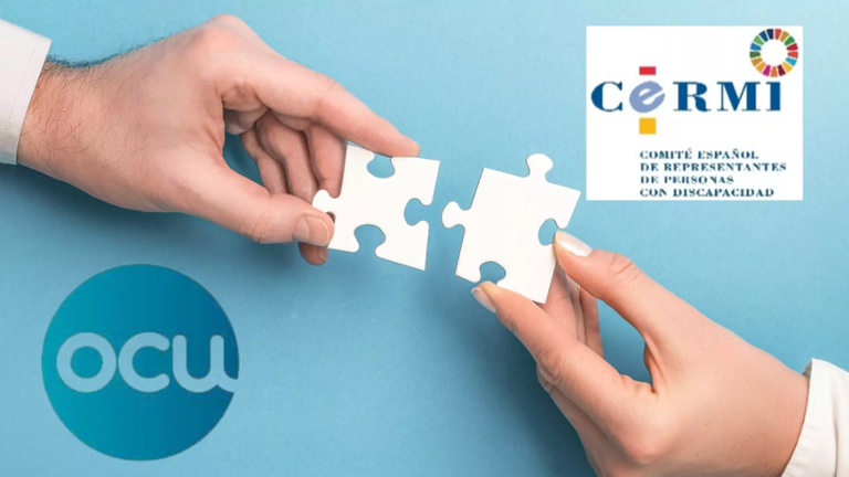Diapositiva con los logos de la OCU y el CERMI