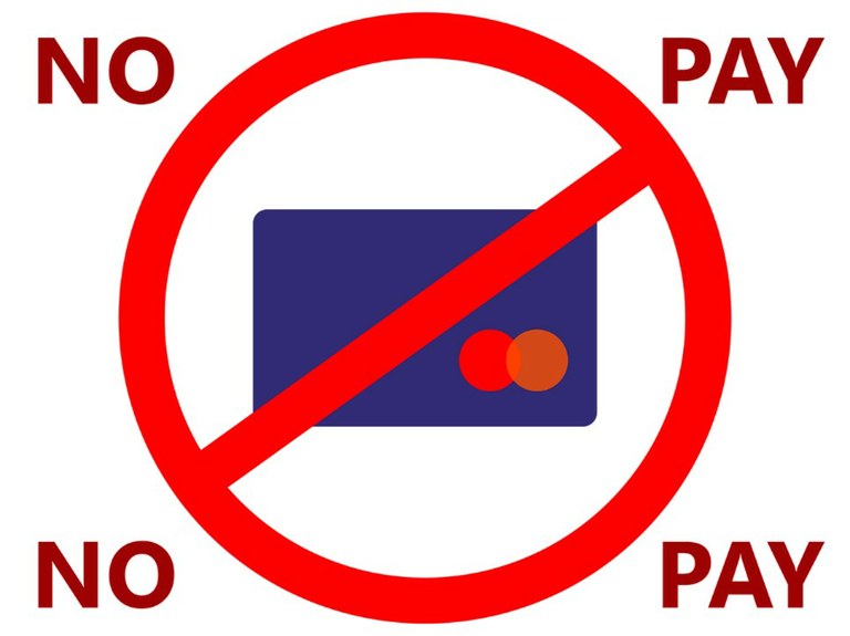 Ilustración en la que se informa que se prohibe pagar con tarjeta