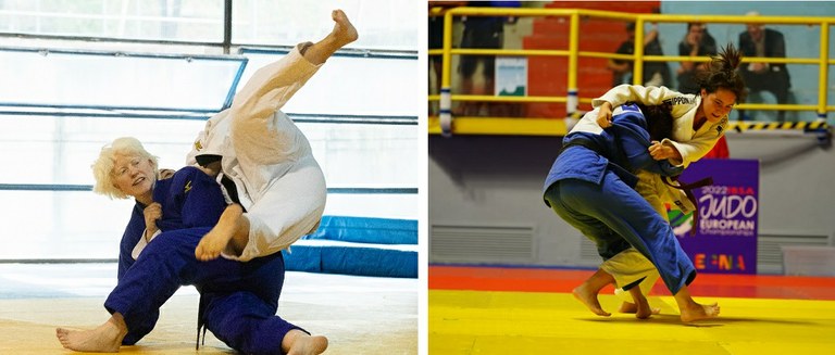 Marta y María (de azul) en competición