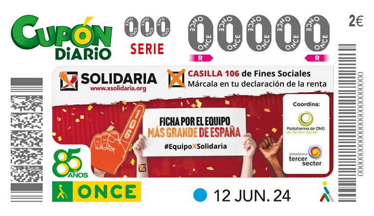 Cupón de la ONCE dedicado a la X Solidaria