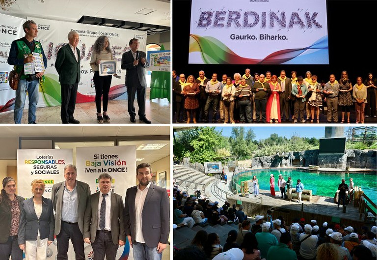 De arriba a abajo y de izda a dcha.:Día de la ONCE en Valencia, Día de la ONCE en Donostia, Día de la ONCE en Pamplona y Día de la ONCE en Madrid