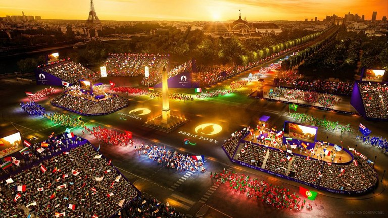 Recreación de la ceremonia de los JJPP de París 