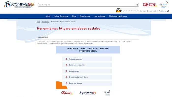 Pantallazo de la web COMPASS