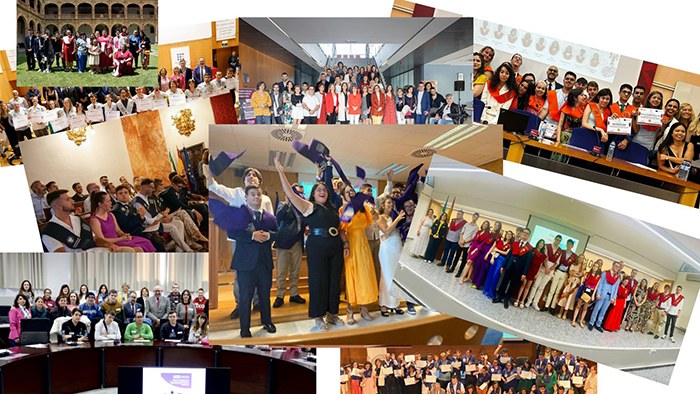 Collage con diferentes graduaciones del curso anterior