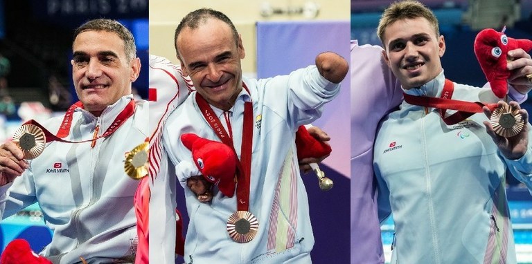Loa tres primeror medallistas españoles: Luque, Ten y Alhambra