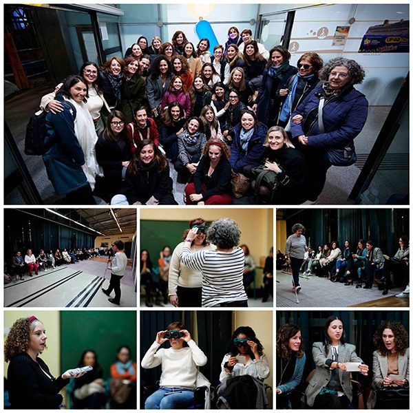Collage con varios momentos de la visita de las mujeres