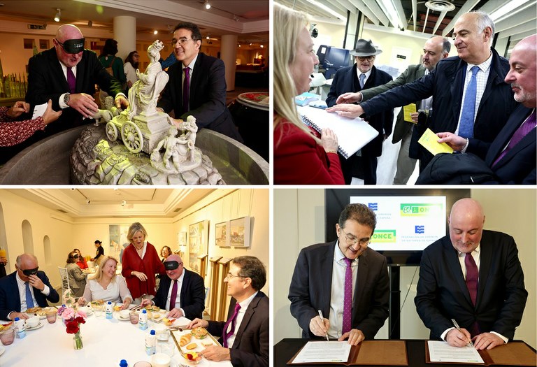 Collage imágenes de la visita, el brunch y la firma del acuerdo