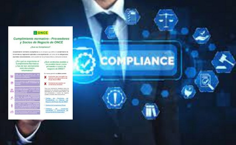 Collage con el díptico informativo del Compliance Penal de la ONCE