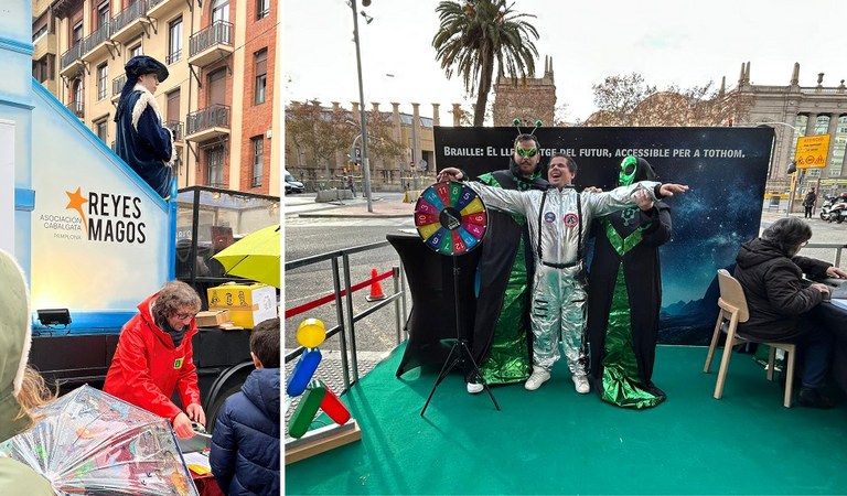 Pajes reales en Pamplona, a la izda., y en Barcelona, a la derecha.