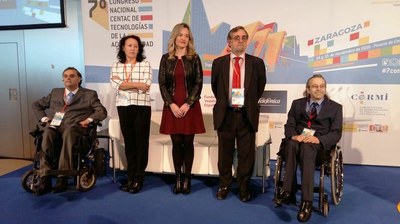 Jesús Hernández, Mercedes Jaraba, directora general de Políticas Sectoriales de la Discapacidad; Pilar Alegría, consejera del Gobierno de Aragón; Jorge Pérez, director general de Economía Digital de Red.es y Juan Carlos Ramiro.